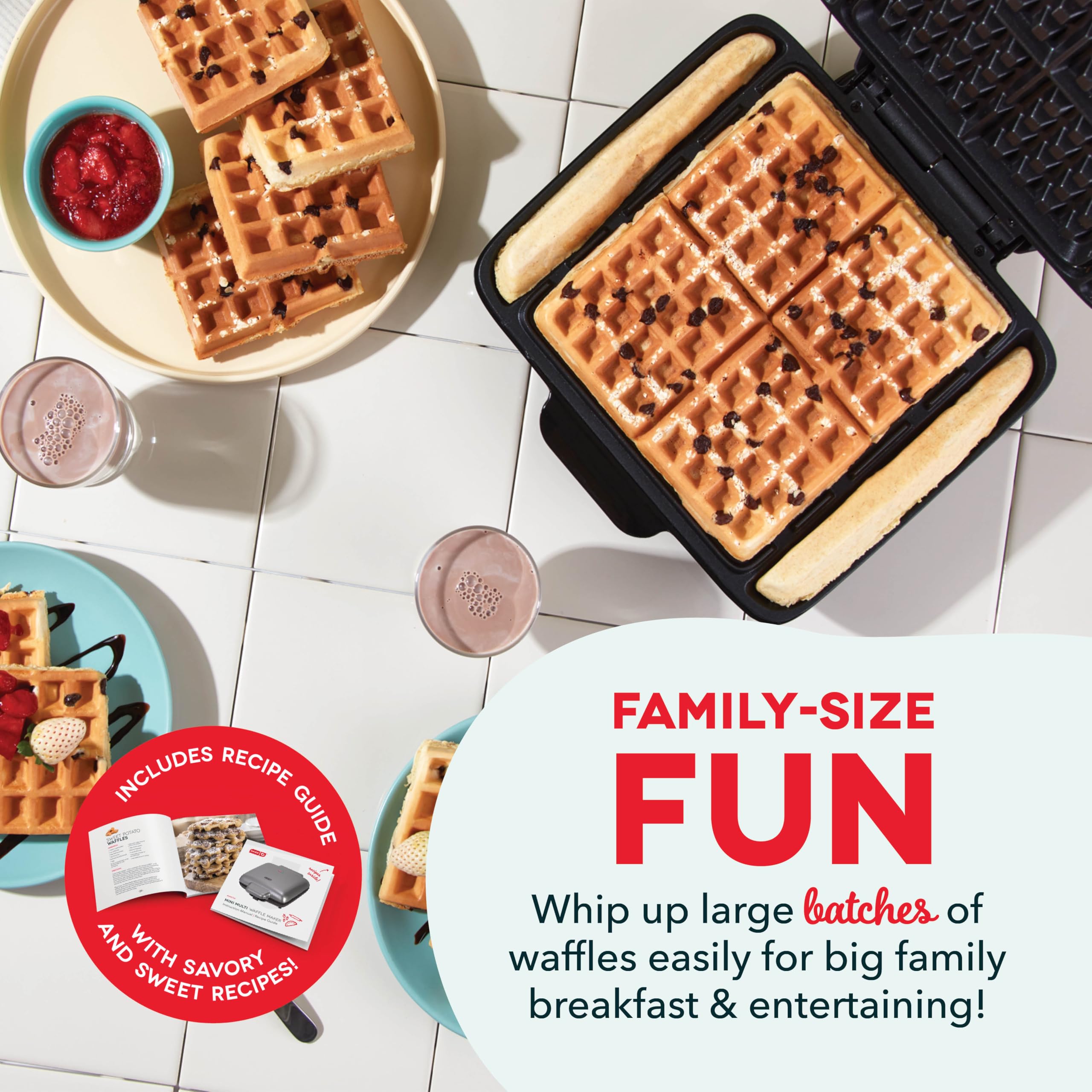 Dash Deluxe No-Drip Waffle Iron Maker Machine 1200W + Hash Browns, Or Any Breakfast, Lunch, & Snacks With Easy Clean, Non-Stick
